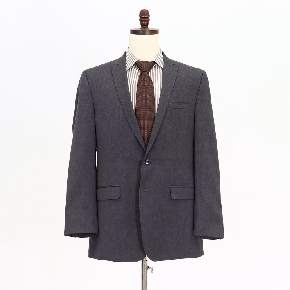 Calvin Klein 44L Gray Solid 2-Button Sport Coat Blazer Jacket O866
